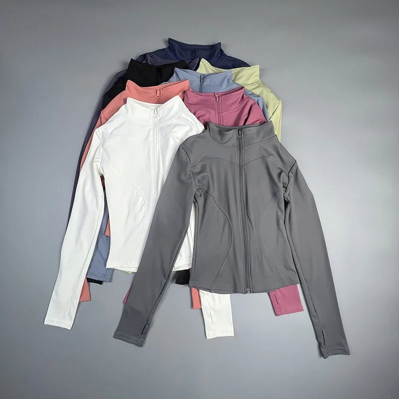 2025 New Yoga Coat Short Sports Jacket WOMEN'S Fitness Clothes Slimming Body Sculpting Zipper Yoga Jacket