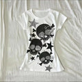Japanese Y2k Women's Tees 2000s Hottie Clothes Tops Star Skull Graphic Print T Shirts Goth Emo Punk Aesthetics Chic T-shirt